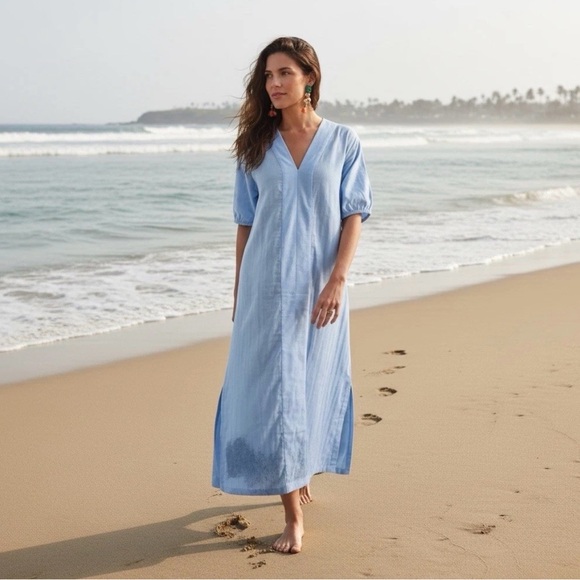 LAKE Dresses & Skirts - Lake Gauze Caftan Dress in Morning Blue Sz M